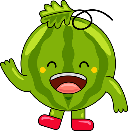 Watermelon Mascot waiving hand  Illustration