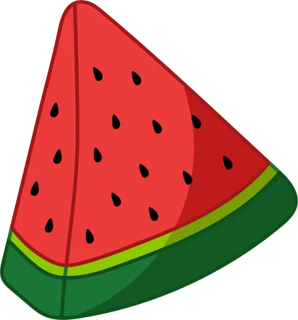 A Juicy Slice Of Watermelon With Rich Green Rind And Vibrant Red Flesh Dotted With Black Seeds Captured In A Playful And Appealing Style Ideal For Summer Themed Content Childrens Books Or Dietary Guides 일러스트레이션