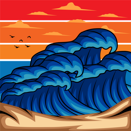 Waves in ocean  Illustration