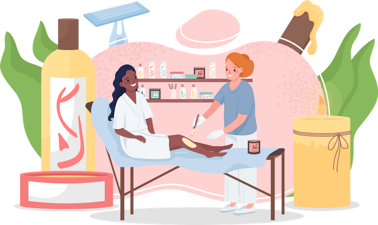 Waxing procedure at beauty salon  Illustration