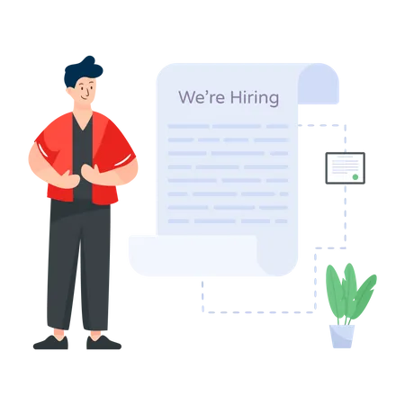 Flat Character Vector Illustrating We Are Hiring Concept Illustration