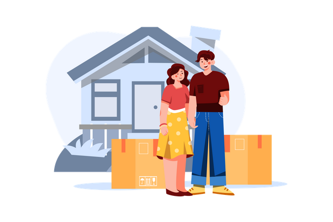 We move to a new house  Illustration