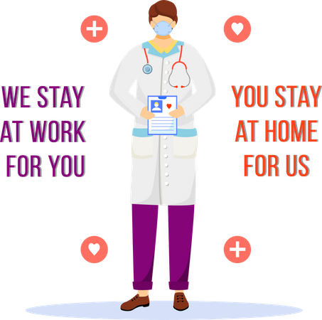 We stay at work for you, you stay at home for us  Illustration