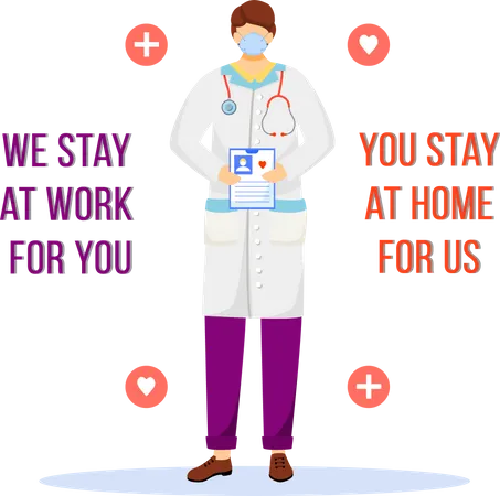 We stay at work for you, you stay at home for us  Illustration