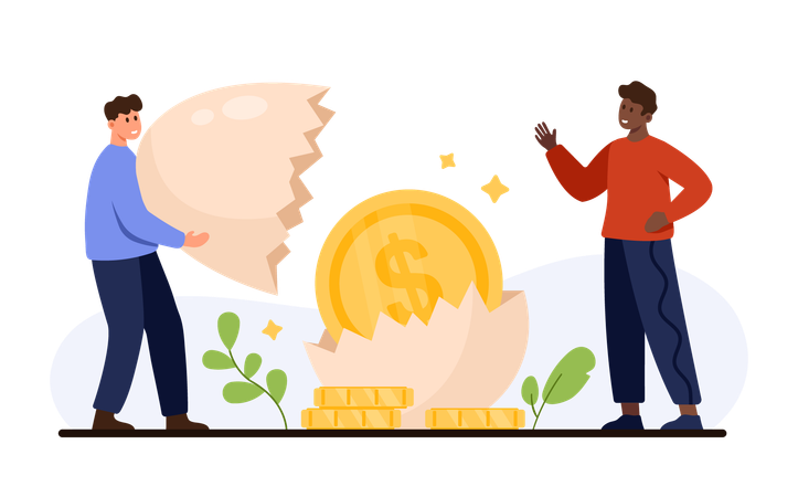 Wealth Creation Using an Egg and Coins as Symbols  Illustration