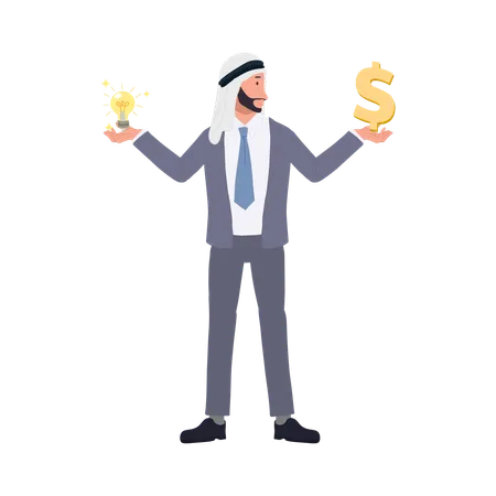 Wealthy Arab Entrepreneur with Smart Business Idea  Illustration