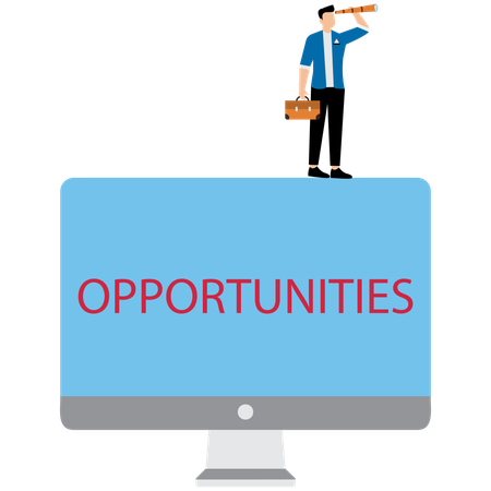 Wealthy businessman searching for opportunities  Illustration