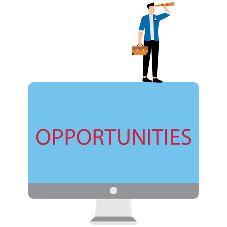 Wealthy businessman searching for opportunities  Illustration