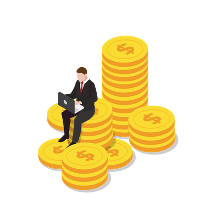 Wealthy businessman waiting for investment Illustration