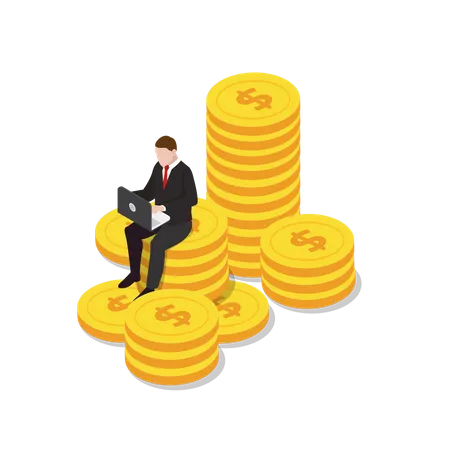 Wealthy businessman waiting for investment  Illustration