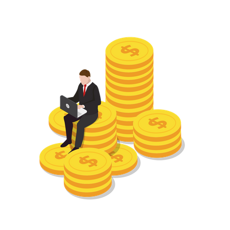 Wealthy businessman waiting for investment  Illustration