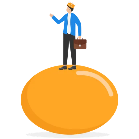 Wealthy Businessman With Precious Golden Egg Wearing Crown  Illustration