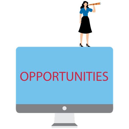 Wealthy businesswoman searching for opportunities  Illustration