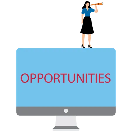 Wealthy businesswoman searching for opportunities  Illustration