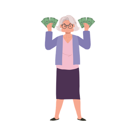 Wealthy Senior Enjoying Financial Success  Illustration