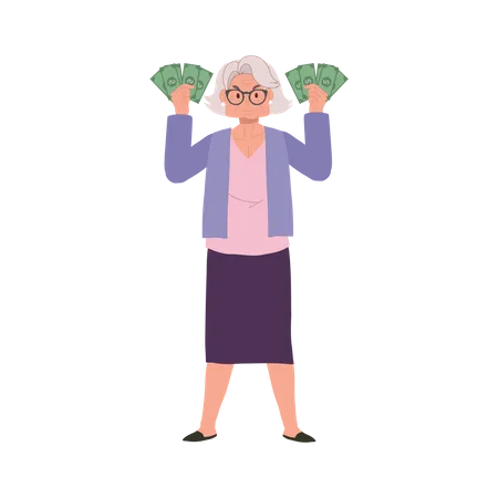 Wealthy Senior Enjoying Financial Success  Illustration