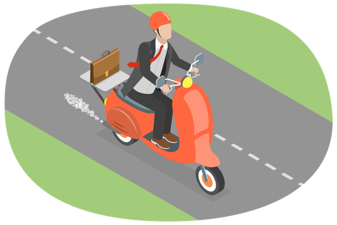 Wear Helmet While Riding a Motorbike  イラスト