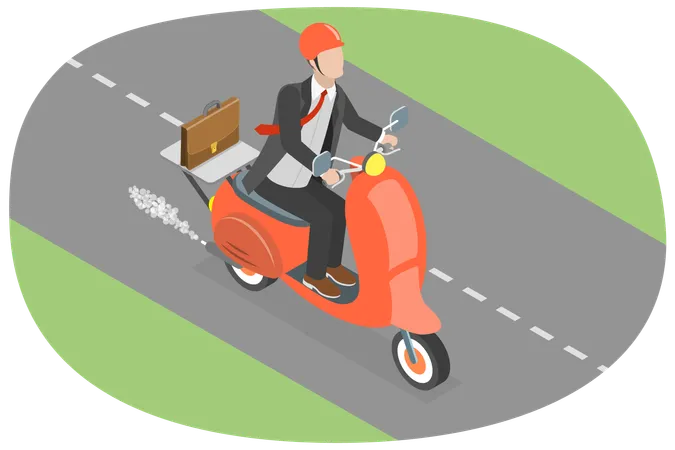 3 D Isometric Flat Vector Illustration Of Safety First Wear Helmet While Riding A Motorbike イラスト