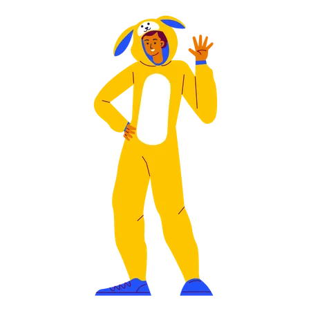 Wearing a rabbit costume Illustration