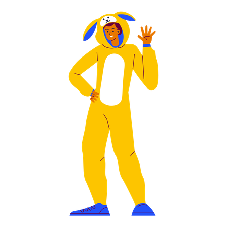 Wearing a rabbit costume  Illustration