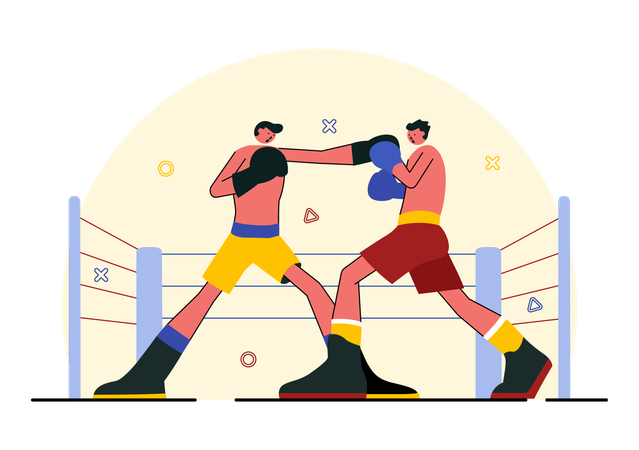 Wearing gloves in boxing match  Illustration