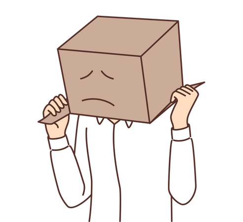 Wearing Sad Box  Illustration