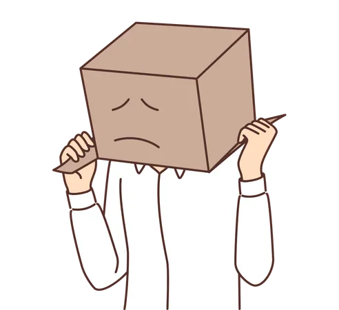Wearing Sad Box  Illustration