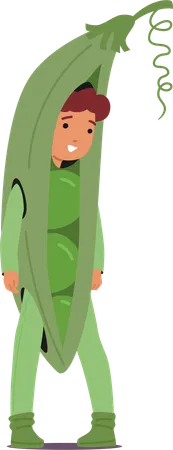 Wearing Vibrant Green Peas Pod Costume  Illustration