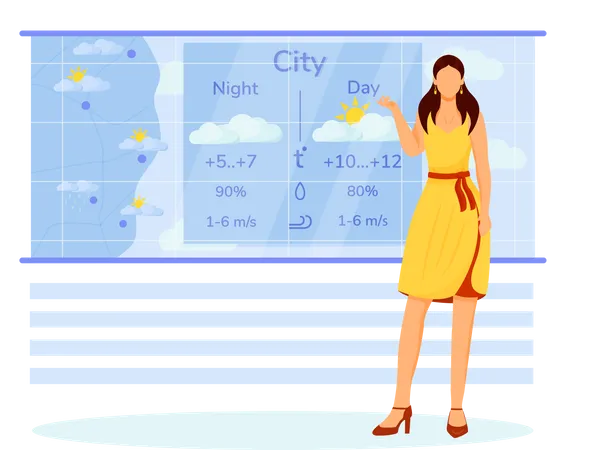 Weather forecasting by woman Illustration