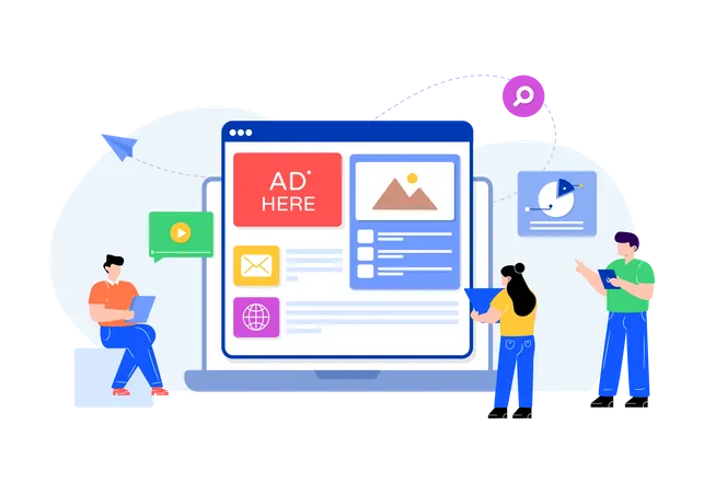 A Flat Illustration Of Web Ad In Modern Style Illustration