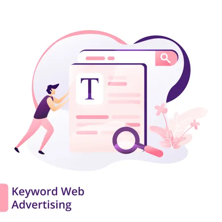 Web advertising through keyword Illustration