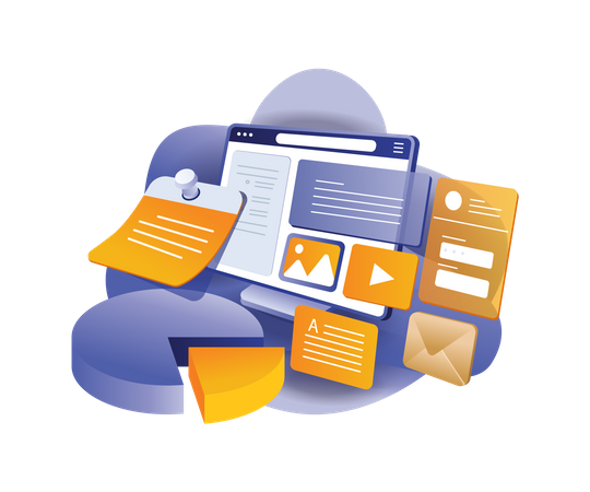 Web application data and management  Illustration