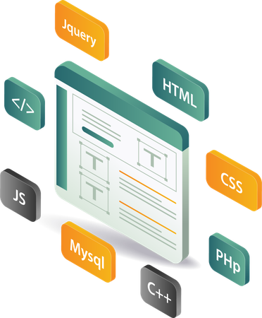 Web application development programming language  Illustration