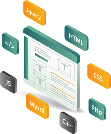 Web application development programming language  Illustration