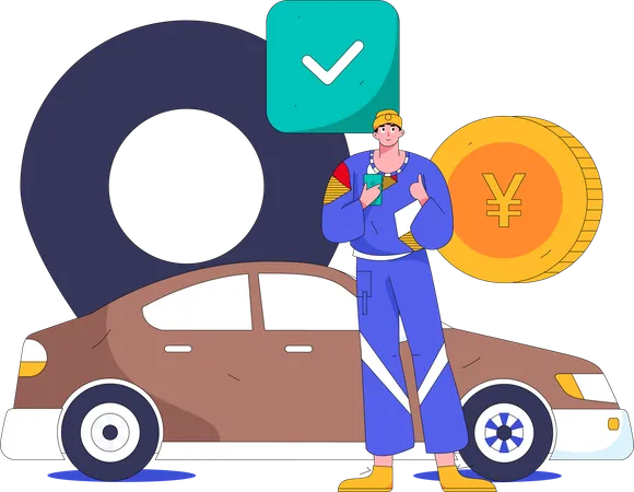 Web Based Car Services  Illustration