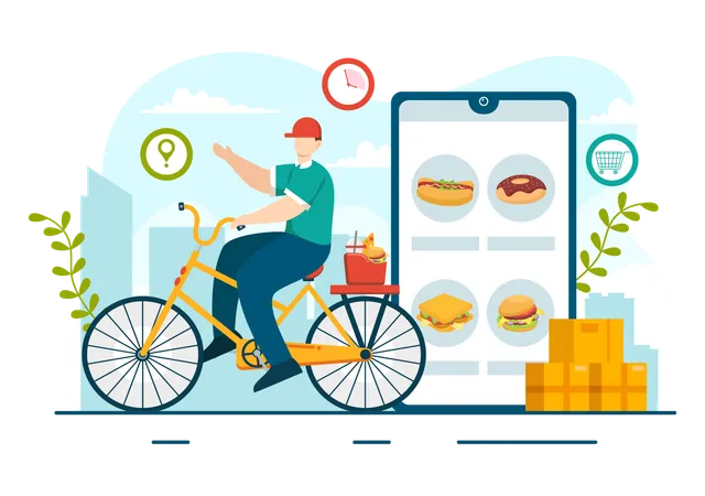 Web Based Food Service  Illustration
