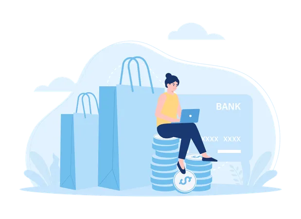 Online Shop Payment Method Trending Concept Flat Illustration イラスト