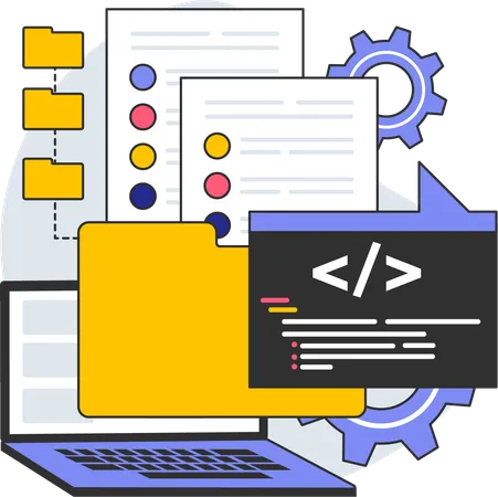 Web coding and information management  Illustration