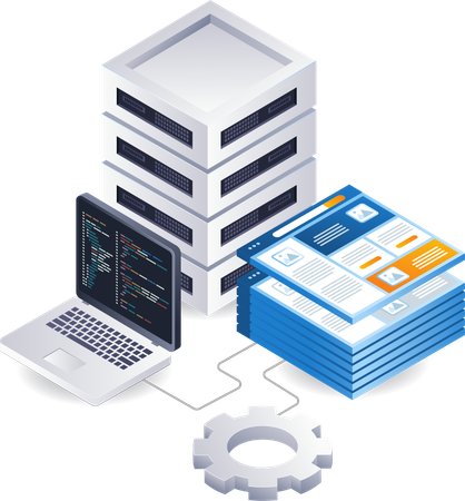 Web data server application developer technology  Illustration