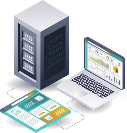 Web Design Analysis of Computer Servers  Illustration