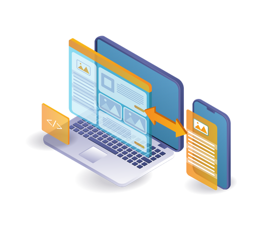 Web design responsivo criativo  Ilustração