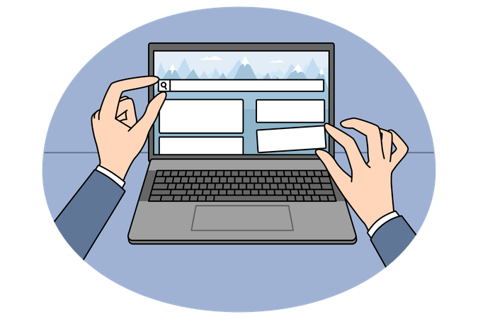 Web designer create website on laptop  Illustration