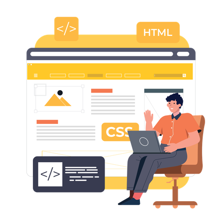 Web Designer doing online design  Illustration