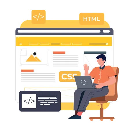 Web Designer doing online design  Illustration
