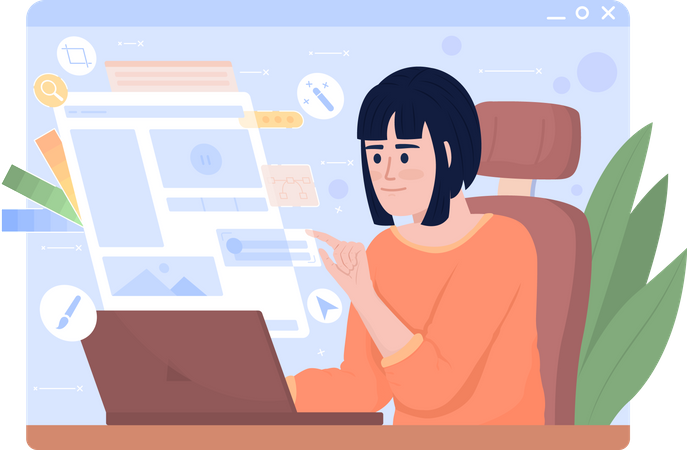 Web designer feminina  Ilustração