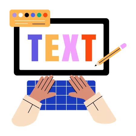 Web designer giving text effect  Illustration