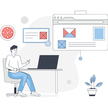 Web designer masculino trabalhando em design  Illustration