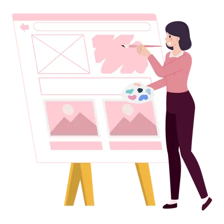 Web Designer working on web UI  Illustration