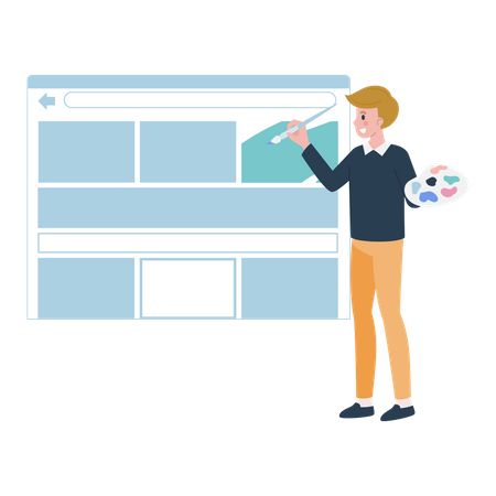 Web Designer working on web UI  Illustration