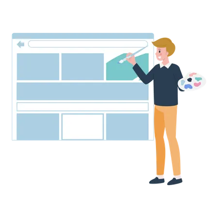 Web Designer working on web UI  Illustration